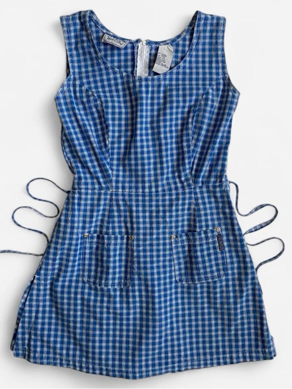 Vintage 90s blue plaid mini dress